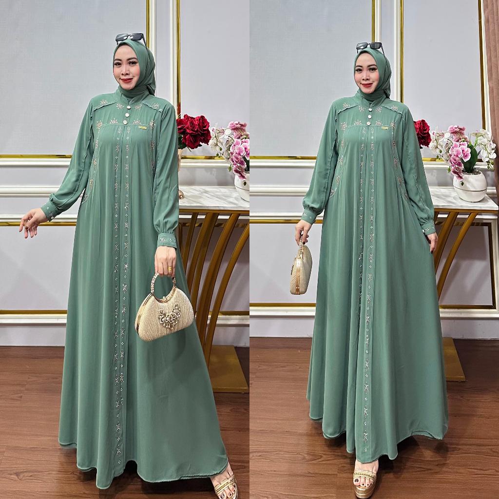 Gamis Cantik Aysha Shakira Set Hijab Bahan Seruti Babydoll