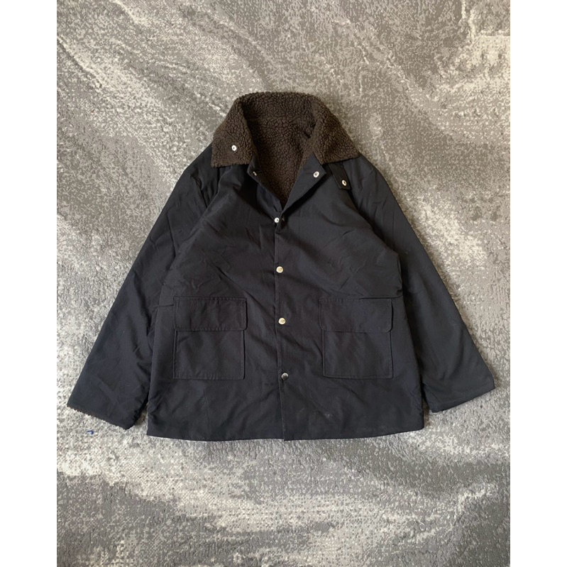 Unbrand Chore Jacket Black With Sherpa Inner
