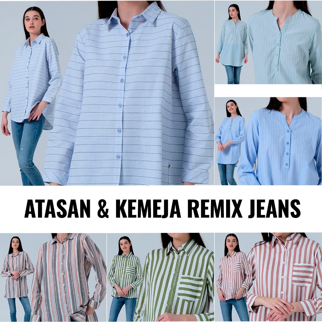 REMIX JEANS ATASAN KEMEJA WANITA BLUS BAJU WANITA
