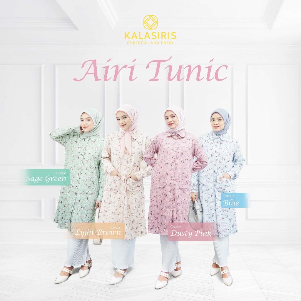 KALASIRIS Airi Tunic Atasan Wanita Kemeja Trend Kekinian Lengan Panjang Busui Friendly Motif Premium