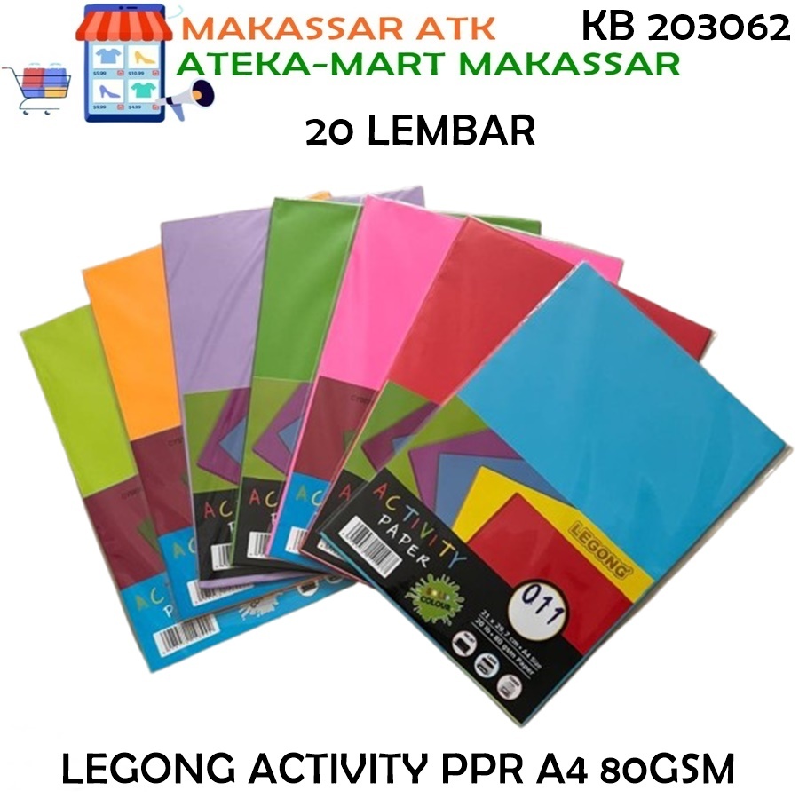 

[1PAK/20LBR] LEGONG ACTIVITY PAPER A4 KERTAS HVS WARNA 80GSM