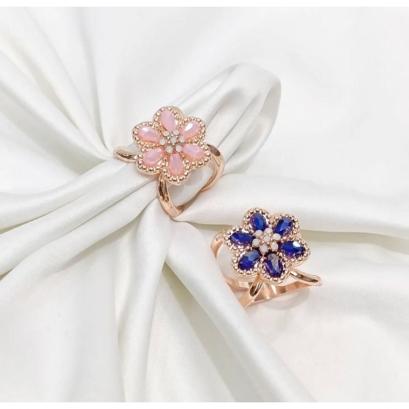 Ring hijab batu warna pastel Ring bros jilbab fashion batu permata pink blue premium quality