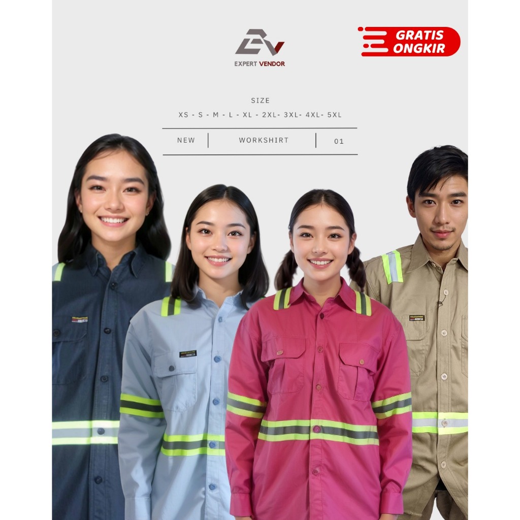 BAJU KEMEJA SAFETY / lapangan/ outdoor / PDL/ PDH formal panjang warna biru dongker, pink magenta, b
