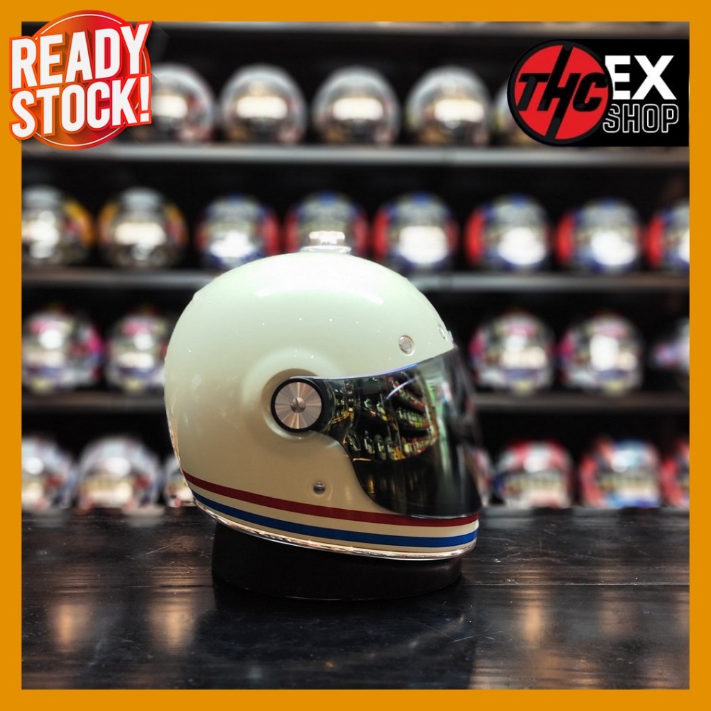 BELL BULLIT STRIPE WHITE SIZE M 2ND SECOND FULL FACE HELMET ORIGINAL