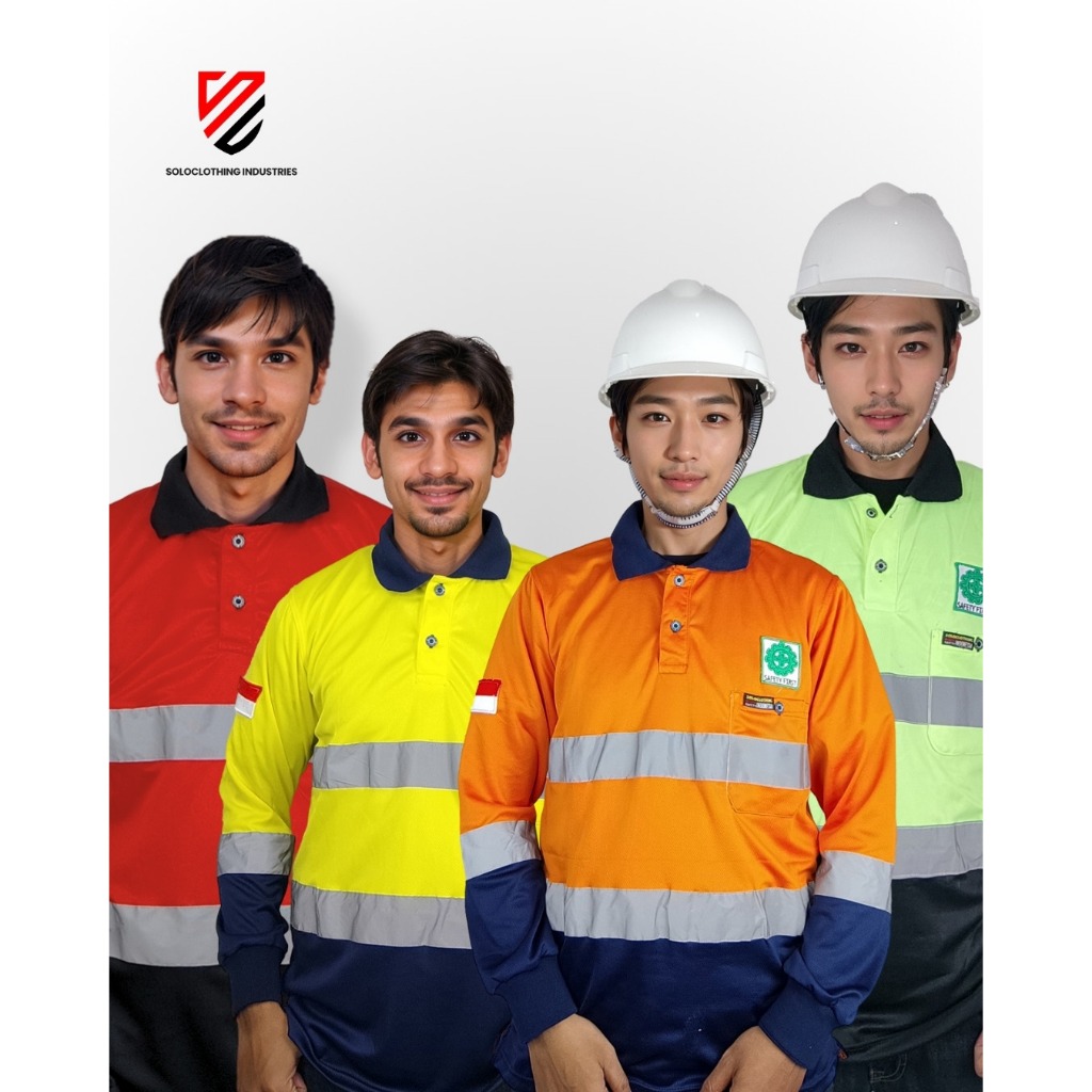 Seragam Kerja Polo Safety Lengan Panjang Pria dan Wanita untuk Proyek, Tambang, Mekanik/ Operator Ny