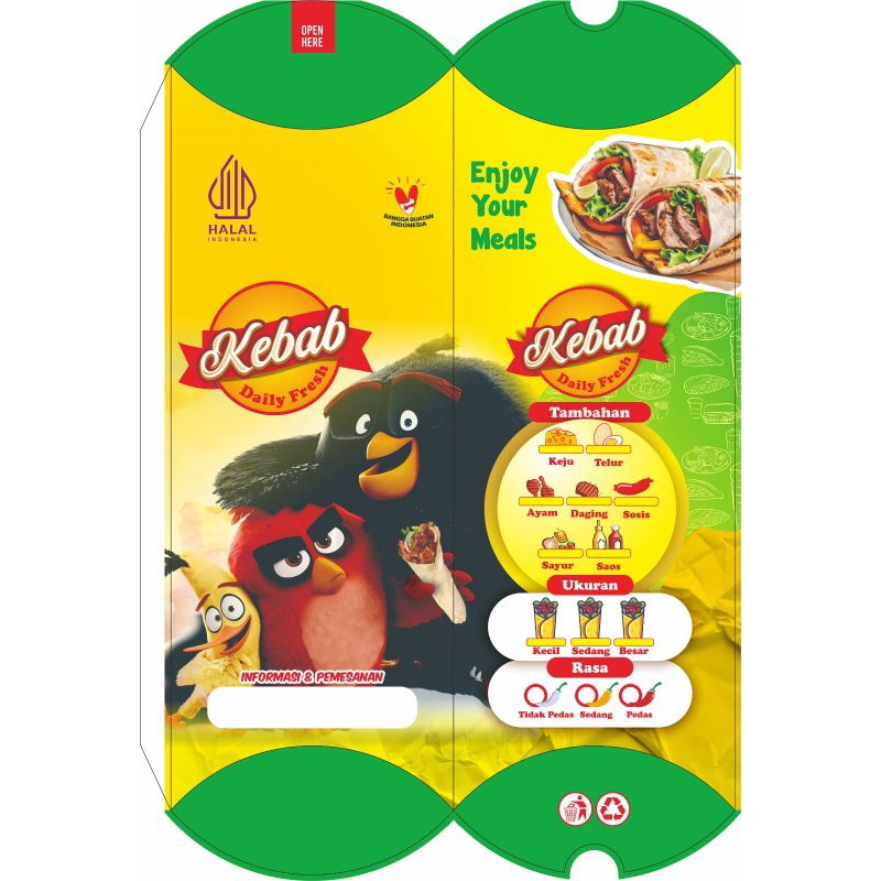 

CUSTOM DUS MAKANAN | BUNGKUS KEBAB (free design dan logo)