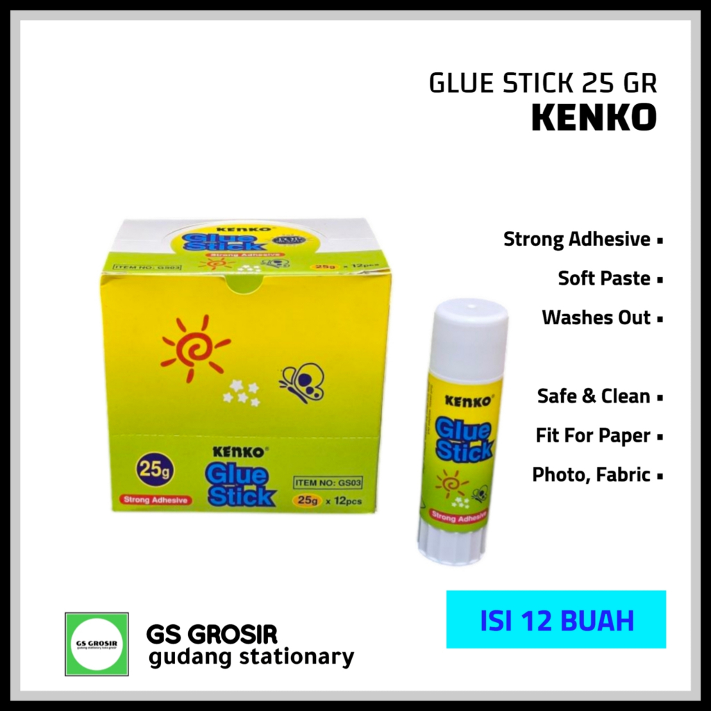 

Glue Stick | Lem Batangan 25 Gram KENKO [ Isi 12 Buah ]