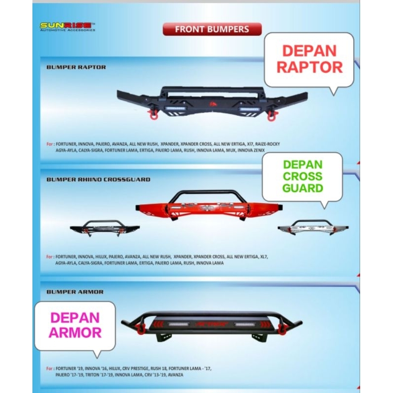 BEMPER TOWING RHINO  .RAPTOR. ARMOR. DEFENFER BY SUNRISE MOBIL PICK UP RANGGA
