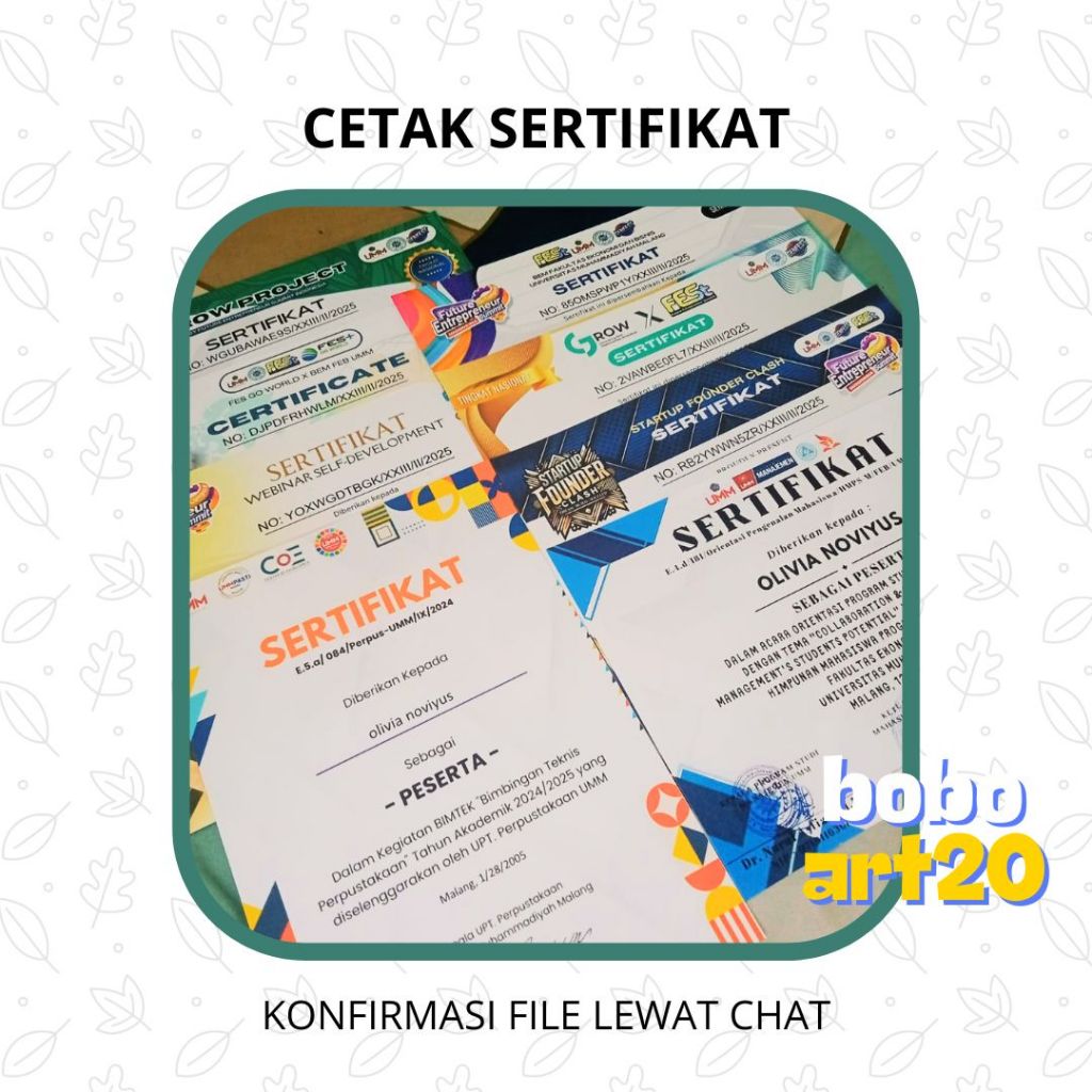 

Cerak Piagam dan Sertifikat, A4 Murah Custom Cetak Kertas.