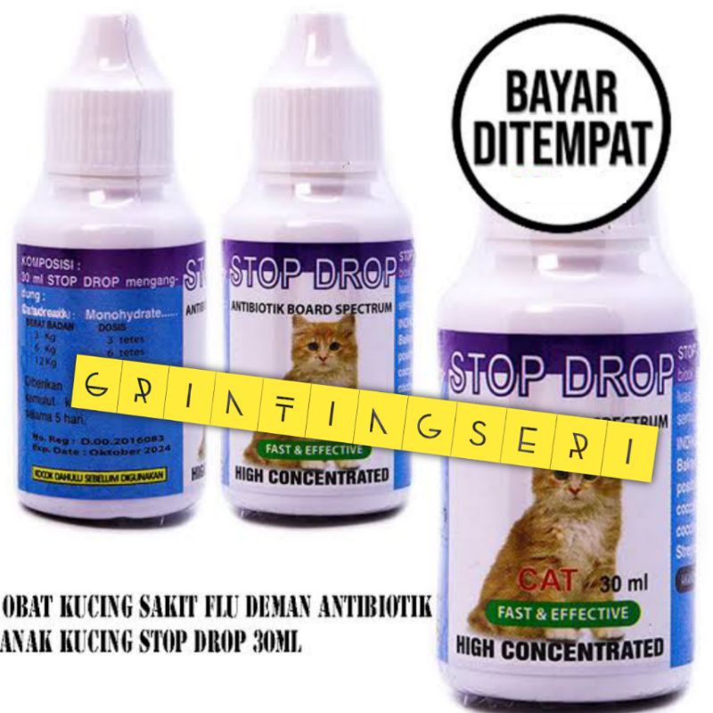ANTIBIOTIK UNTUK KUCING Stop Drop Netto 30ml  mengatasi demam flu berat dan antibiotik untukKucing S