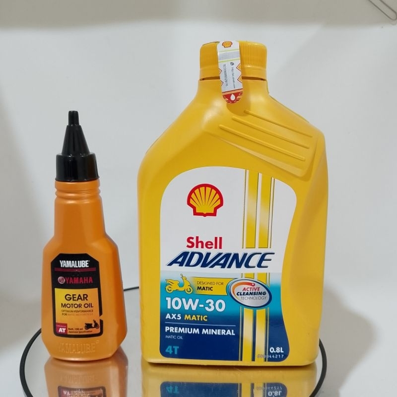 OLI PELUMAS MESIN SHELL ADVANCE MATIC AX5 0,8 DAN YAMALUBE GEARBOX OLI MOTOR MIO MIO J/M3 FINO XRIDE