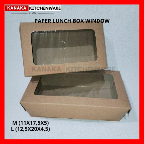 

PAPER LUNCH BOX KRAFT WINDOW / PAPER LUNCH BOX COKLAT / KOTAK NASI / KOTAK KUE / PACKAGING