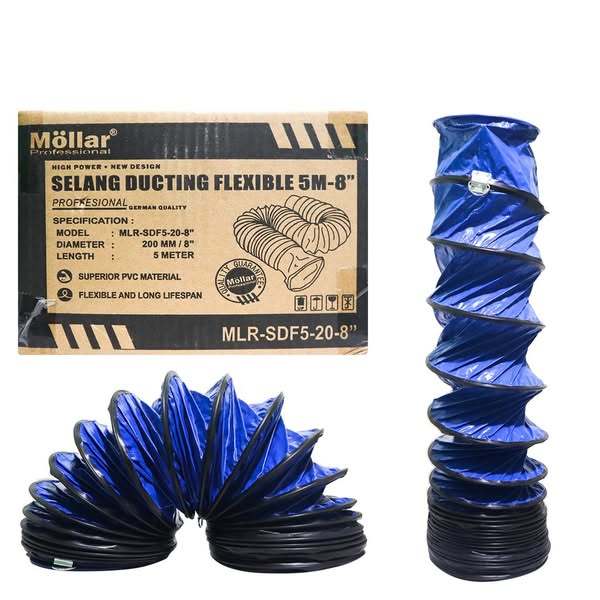 Selang Flexible Ducting/Blower Ventilator Hose Exhaust 5m x 10inc Merk Mollar Profesional