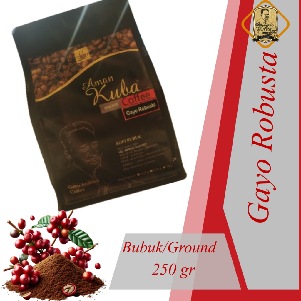 

Aman Kuba Coffee II Gayo Robusta Aceh Takengon Strong & Bold Flavor II Bubuk II 250g