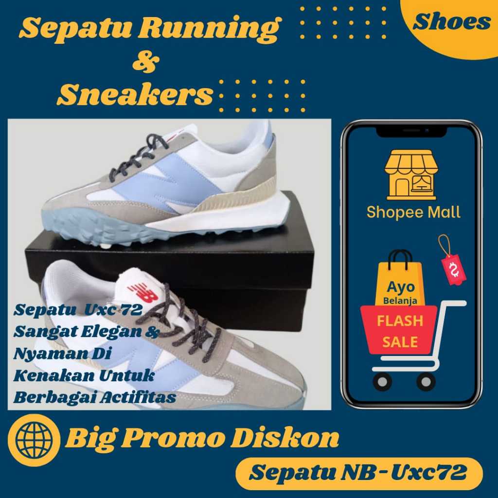 Promo Sepatu Sneakers Unisex White Blue_Uxc72 All Varians