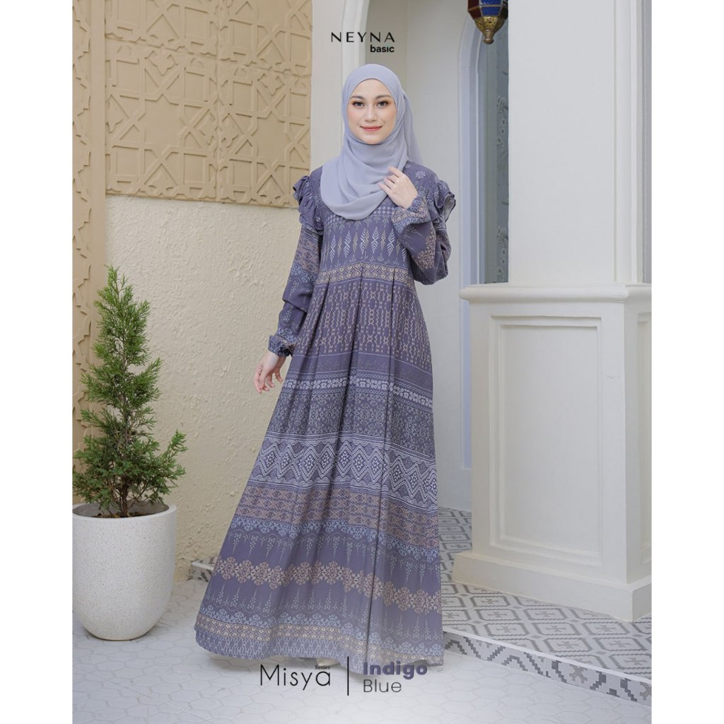 Neyna Gamis Dress Baju Lebaran Wanita Ibu Misha Series Bahan Rayon Premium Terbaru