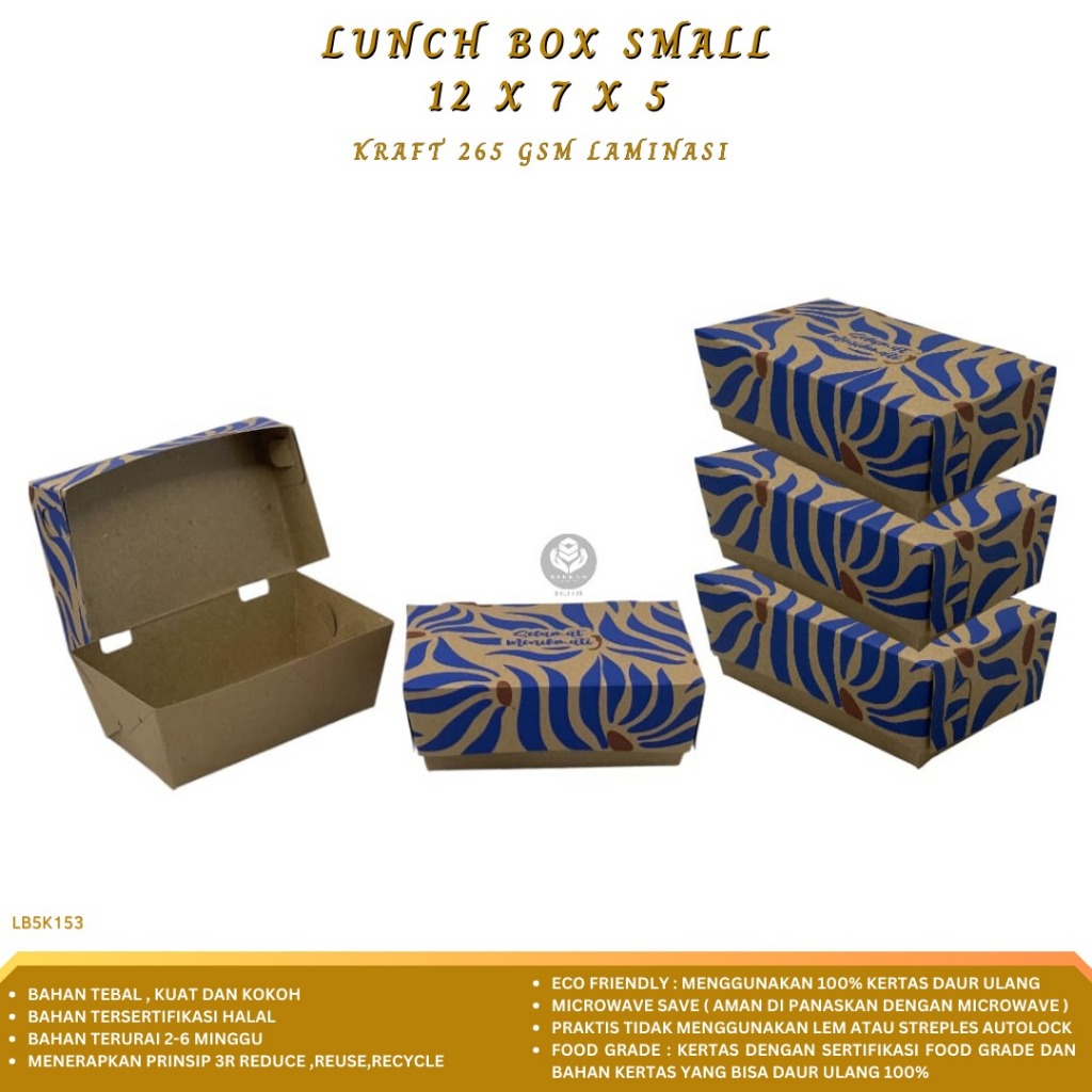 

Paper Lunch Box Small Lunch Box Small Bahan 265 Gsm (LB5K153-Laminasi)