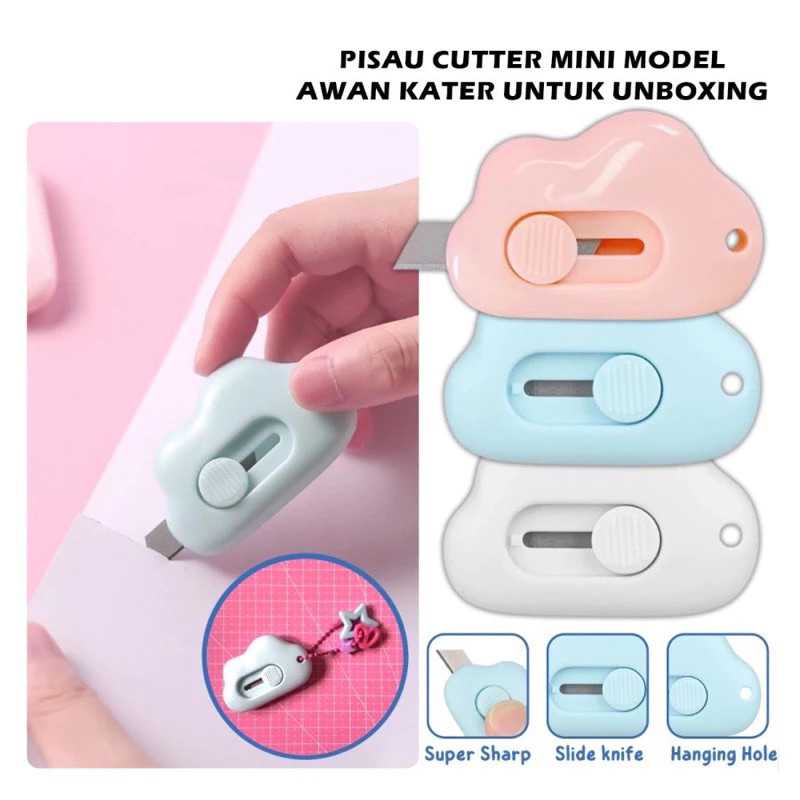 

NY Mini Cutter Mini Bentuk Awan/dolphin/pinguin Lucu Pisau Pemotong Kertas Ukuran Mini