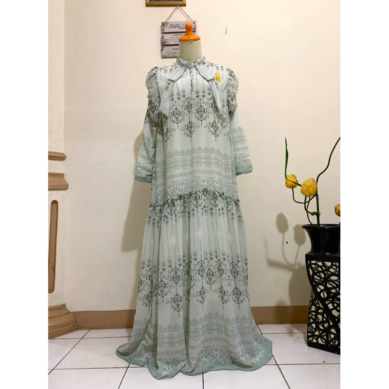 Dress set hijab Soft sage mewah simpel elegan