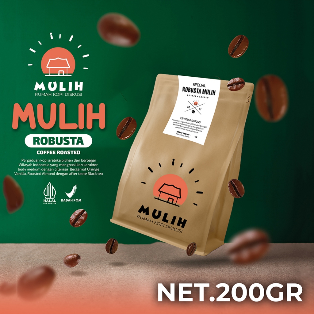 

Kopi Fine Special Robusta Mulih Coffee Bean Espresso Roast Beans Biji Bubuk 200gr