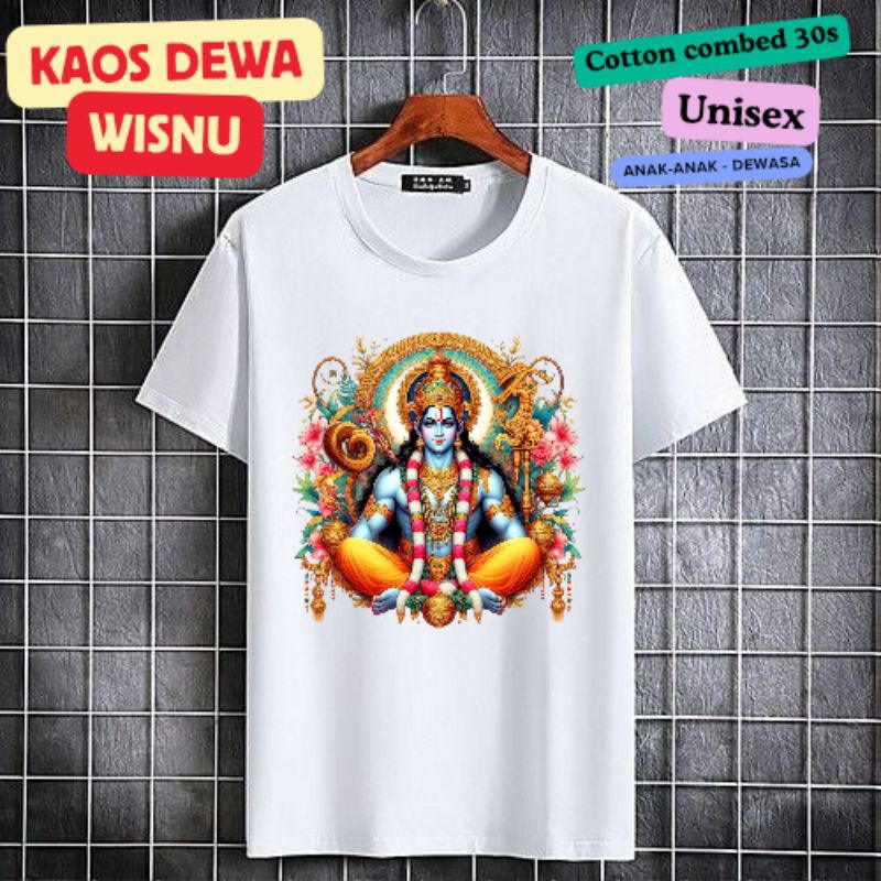 Kaos dewa Wisnu Hindu / Kaos dewa Hindu katun combed 30s unisex