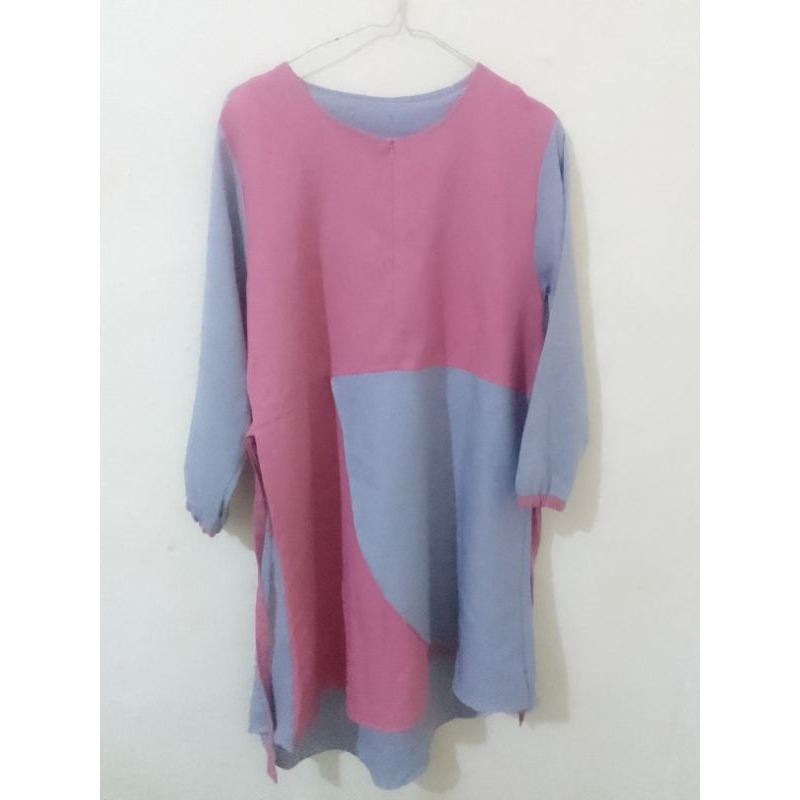 gamis warna pink biru muda