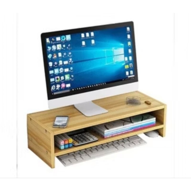 Meja laptop minimalis stand monitor kayu aesthetic stand laptop kayu