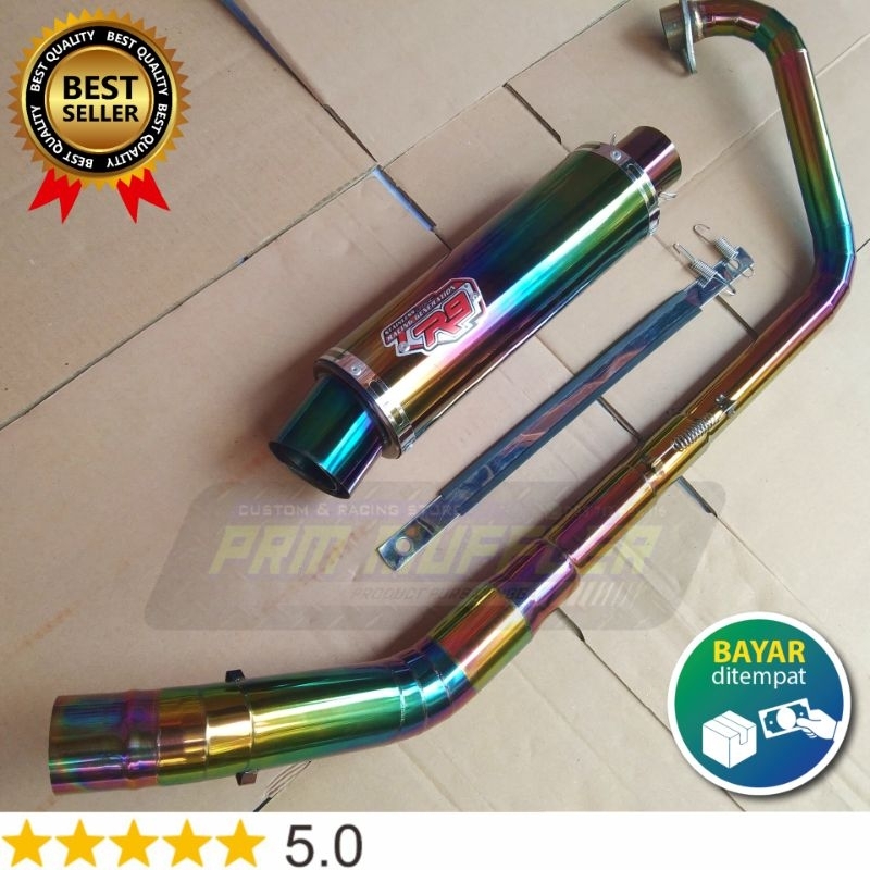Knalpot racing r9 pelangi , leher Full cacing Stainlees for Vixion Dan Satria Fu