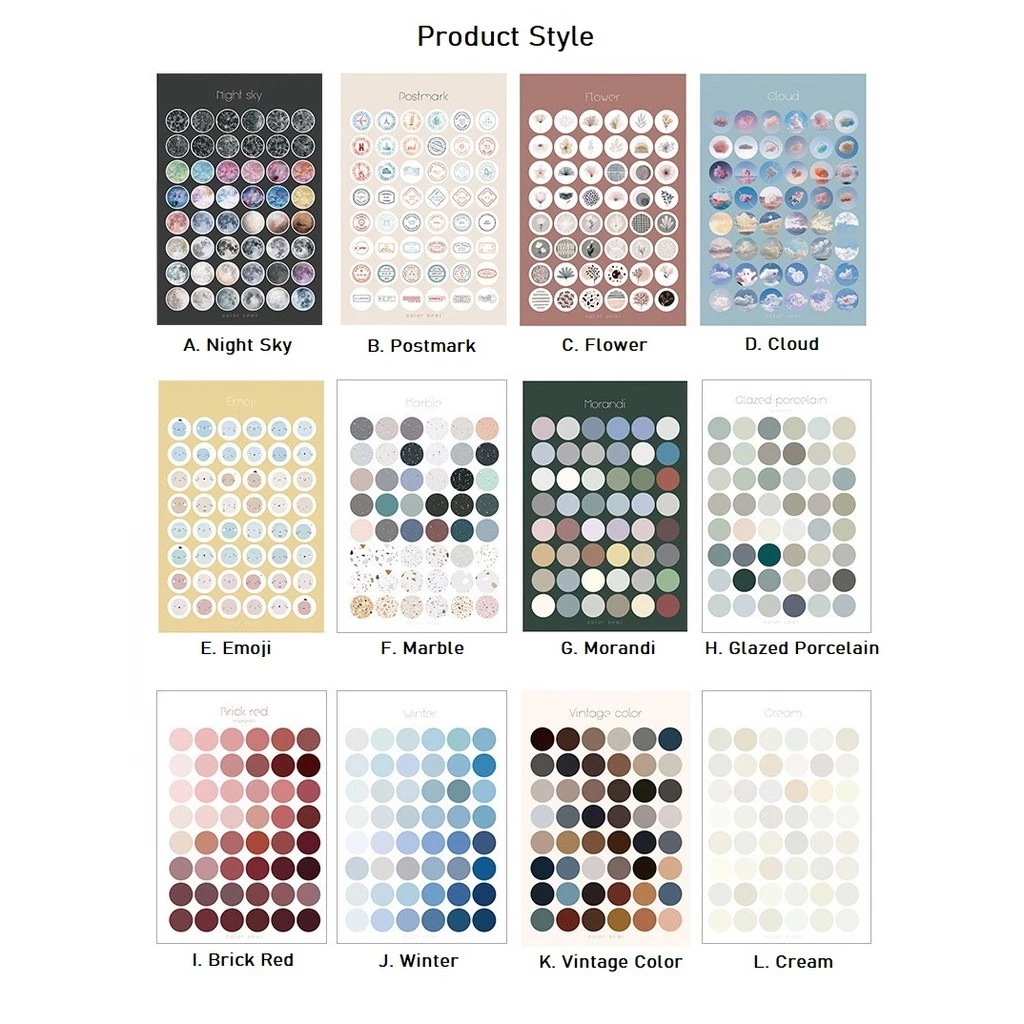 

[yaestage] 1pcs Stiker Kertas Dekor MACARON DOTS Paper Sticker DIY Planner Scrapbook