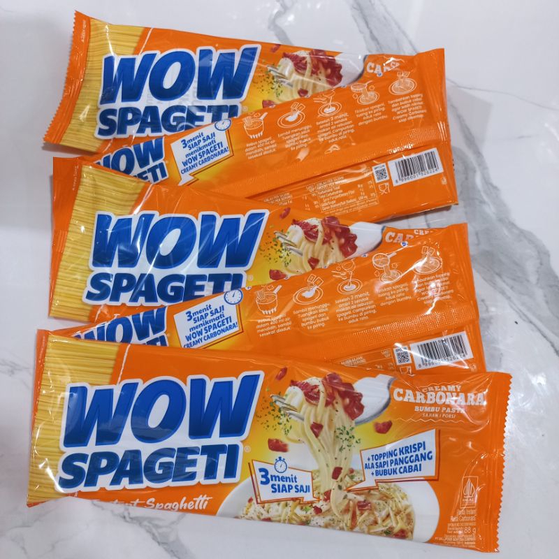 

WOW SPAGETI /Instan Spageti /Creamy Carbonara / 1renceng (isi 5sachet × 88gr)