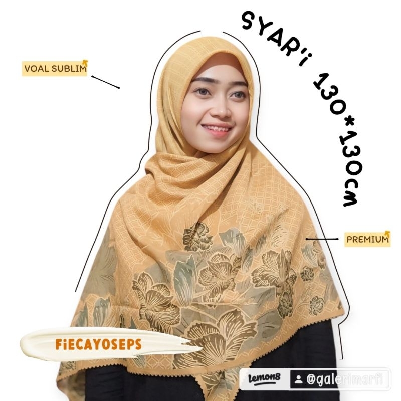 VOAL PRINTING JILBAB MOTIF PREMIUM LC JUMBO 130x130 SYAR'I JUMBO