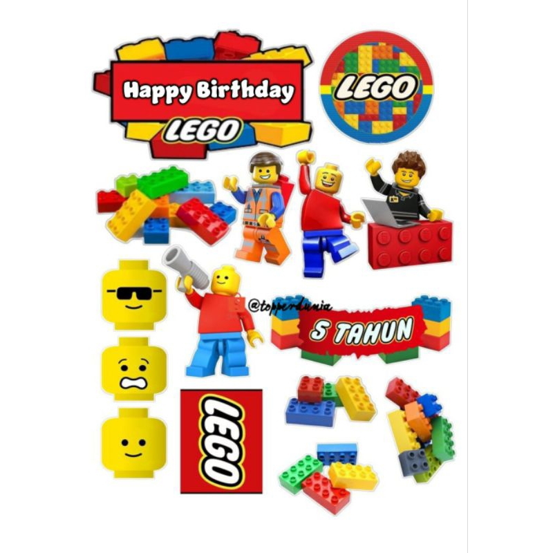 TOPPER Cake LEGO Custom/Hiasan Kue ULTAH Anak