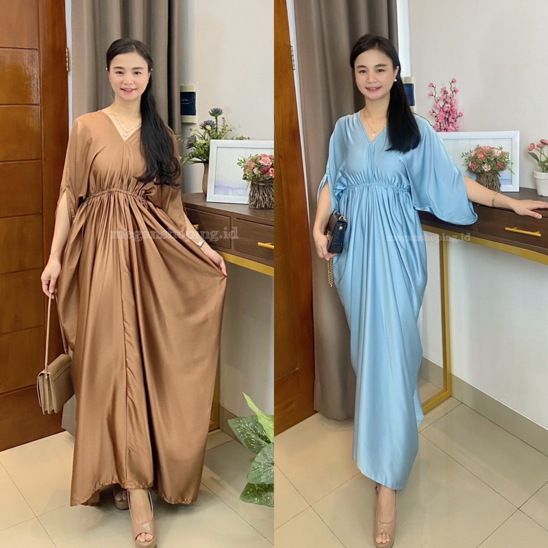 meganshoping - Tiara Kaftan Dress Maxi Gamis Mewah Lebaran Kondangan Pesta Fashion Lebaran Wanita