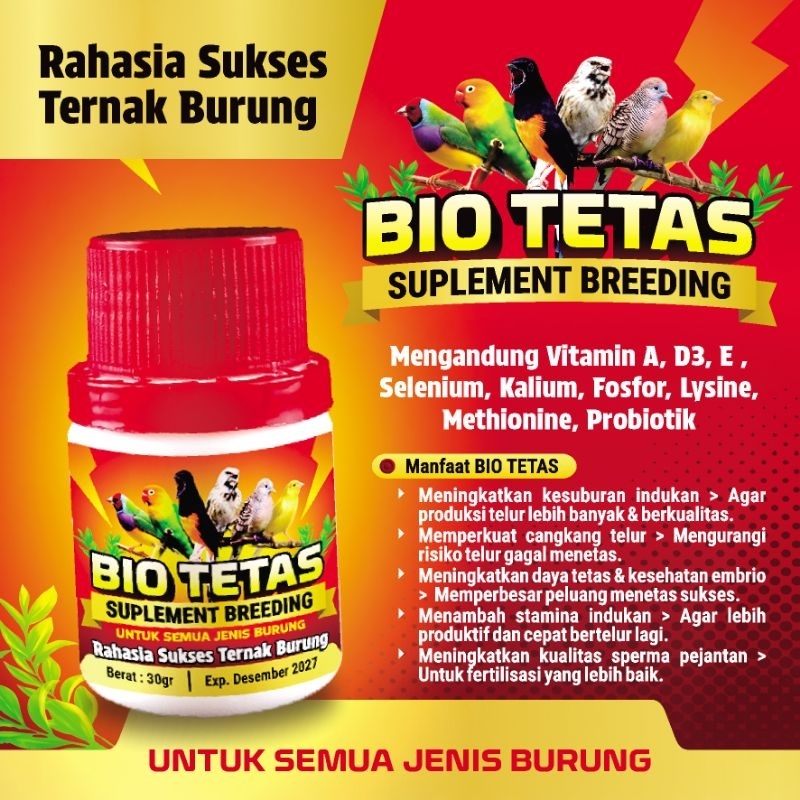 BIO TETAS VITAMIN TERNAK BURUNG MENINGKATKAN PRODUKSI BURUNG SEPERTI VITAMIN WP, AVIAGRA PLUS BEST B