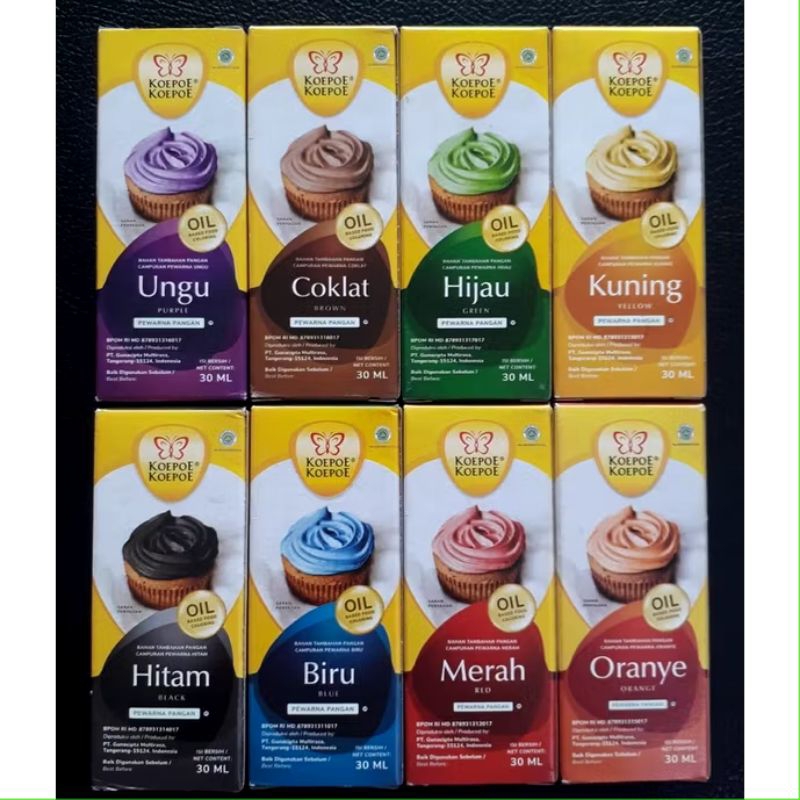 

Koepoe Koepoe Pewarna Makanan Food Colouring Oil Based Halal 30ml Macaroon ButterCream