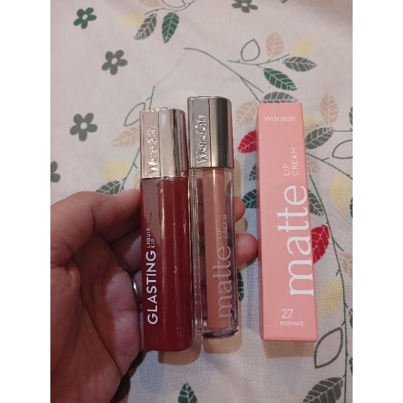 Lipcream Matte Wardah 27 dan Glasting Lip LIQUID Wardah 08