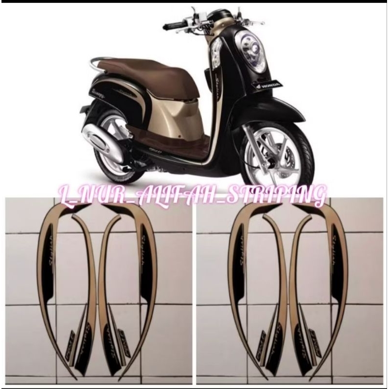 Stiker Striping Lis Les Body Motor Honda Scoopy Stylish 2013 Warna Hitam