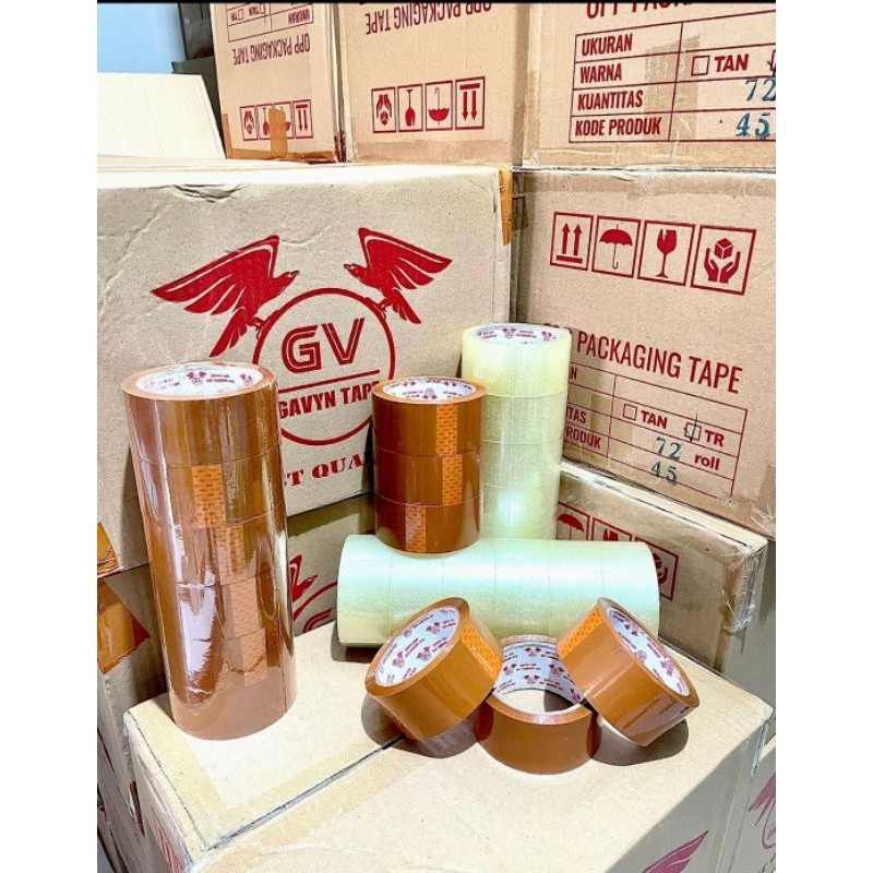 

lakban bening coklat 45 mm x 90 yard 1 roll isi 6 pcs