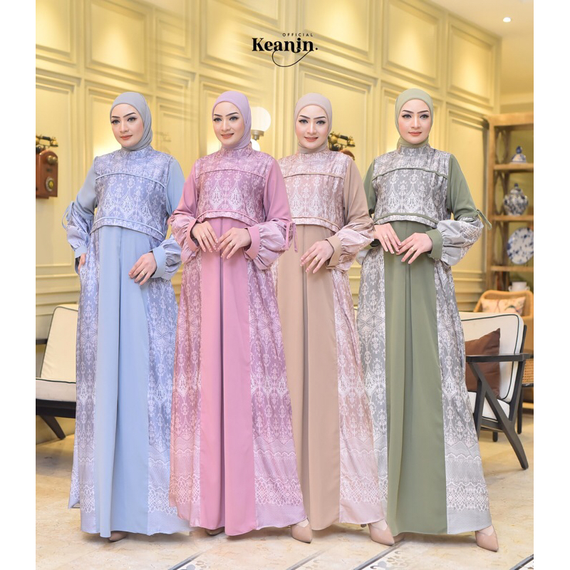 GAMIS NARAYA DRES ORGANZA MILK FUL FURING KATUN JEPANG LIONEL RICHIE + KRUDUNG MOTIF BUNGA  ,GAMIS A