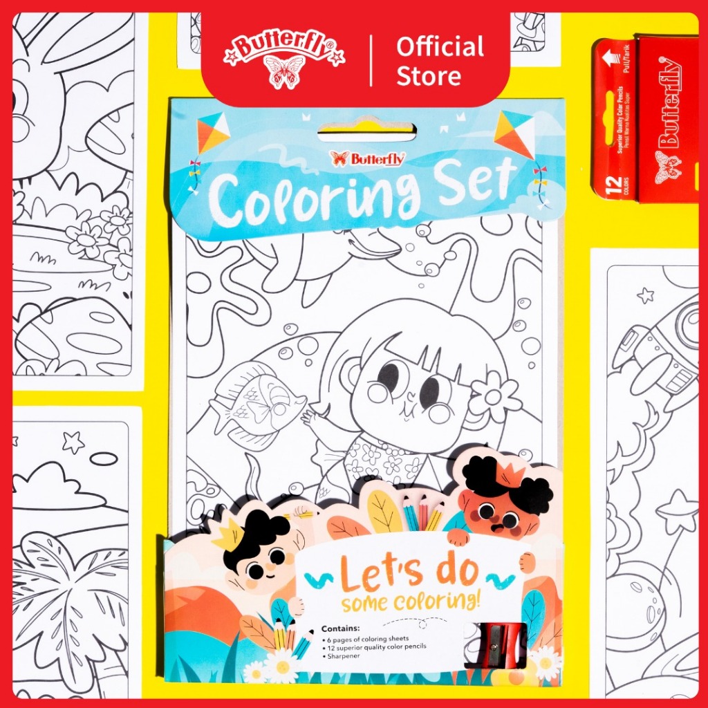 

Butterfly Coloring Set Pensil Warna / Perlengkapan Mewarnai