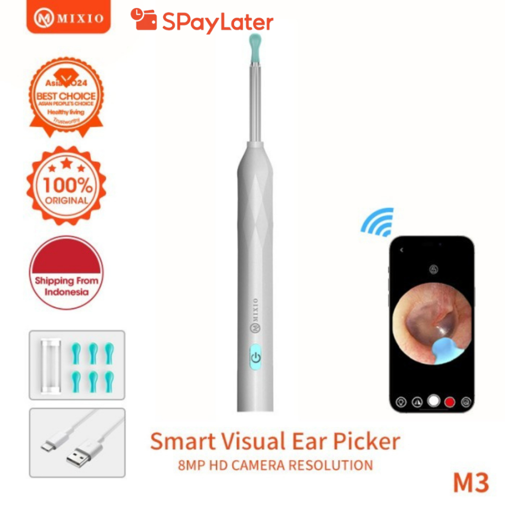 Mixio M3 Pembersih Telinga Korek Kuping Kamera Led Smart Visual Ear Stick Hd Endoscope Wifi Waterproof Earpick Bayi Endoscope