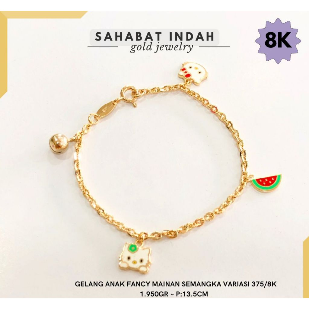 Gelang Emas Anak Rantai Karakter 375/8K