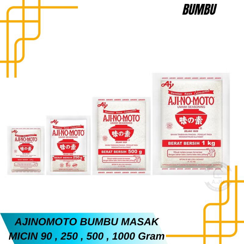 

Ajinomoto Bumbu Masak Micin 90 gram 250 gram 500 gram 1000 gram