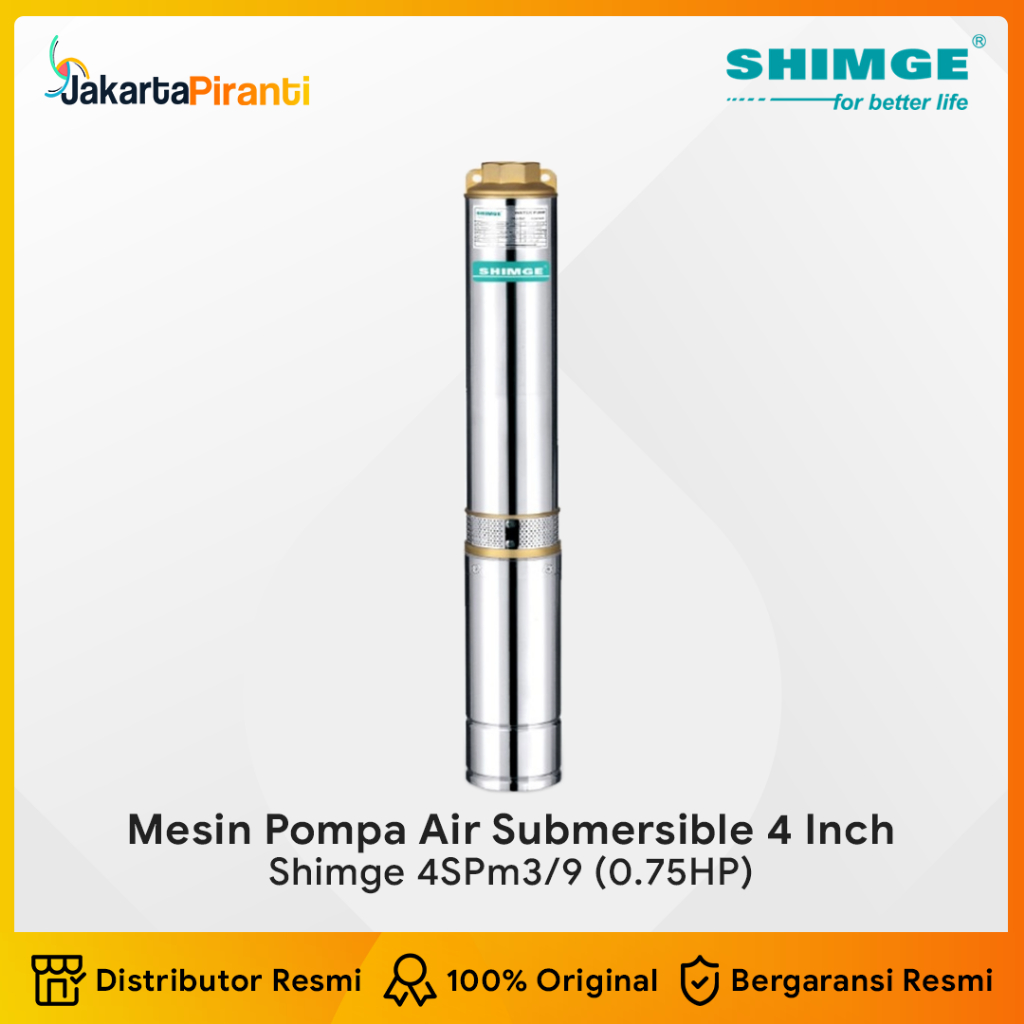 Mesin Pompa Air Celup Submersible Sibel Satelit 4 Inch Shimge 4SPm3/9 - 0.75 HP