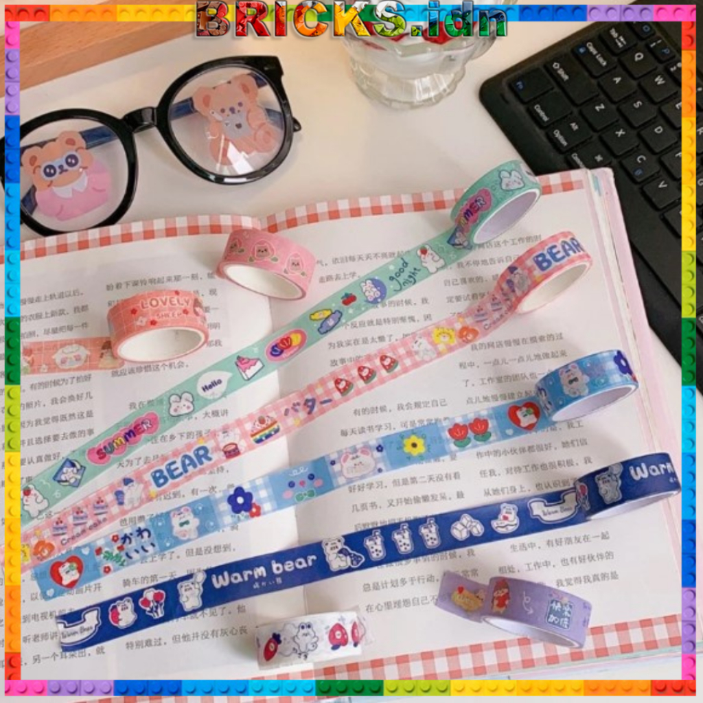 

Washitape Mini Karakter Lucu Aesthetic bisa untuk frame journaling WT02