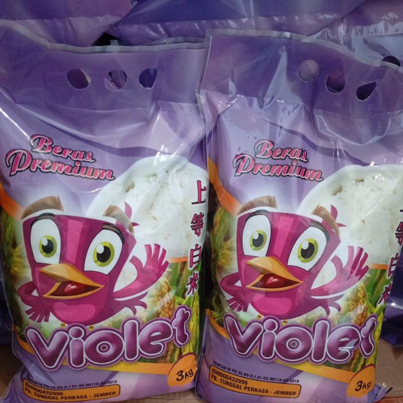 

Beras premium merk violet 3kg(3pcs)