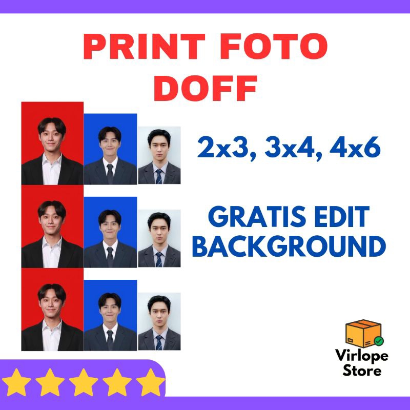 CETAK FOTO KILAT DOFF 2x3, 3x4, 4x6 PRINT Pas Foto PREMIUM SILKY Gratis Edit