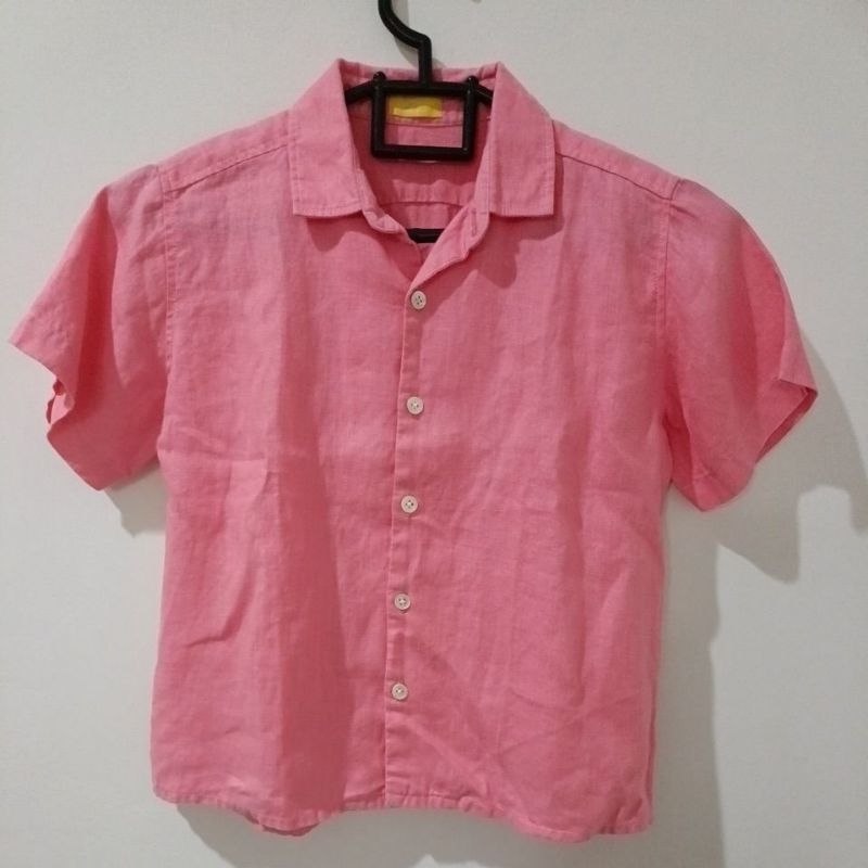 Preloved kemeja anak laki Pink Les Petits 6-7years almost new