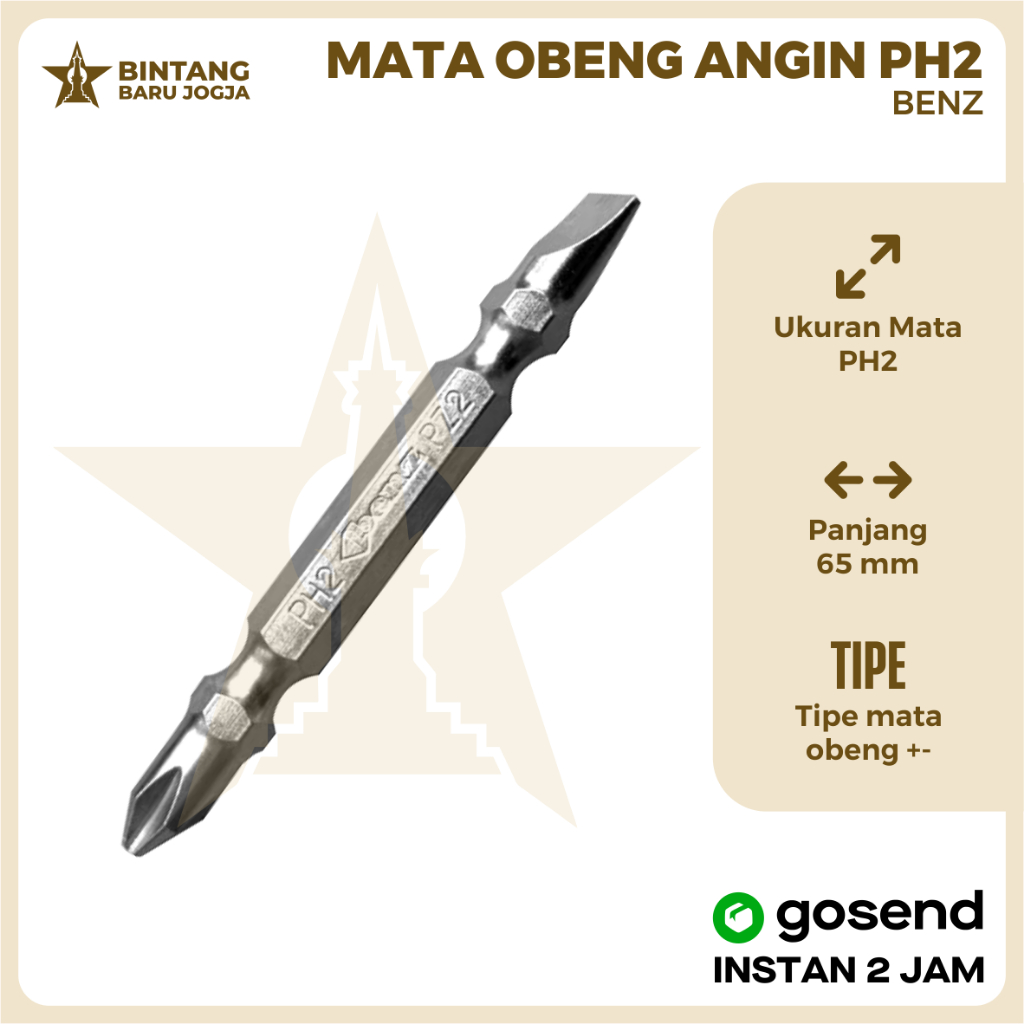 BENZ Mata Obeng Angin Ph2 x 65 -/+ Mata Bor Gypsum