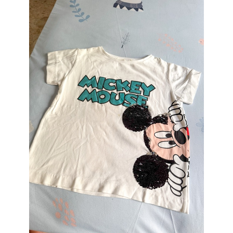 ZARA KIDS GIRL SEQUIN TSHIRT MICKEY DISNEY